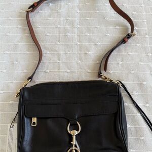 Rebecca Minkoff Black Leather Crossbody Bag with Gold Hardware